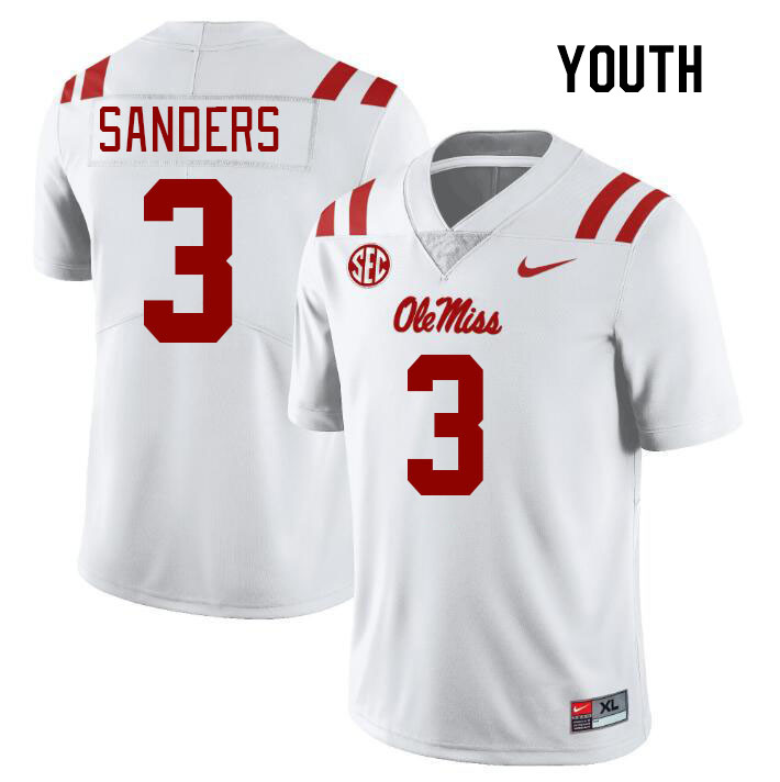 Youth #3 Spencer Sanders Ole Miss Rebels College Football Jerseys Stitched Sale-White - Click Image to Close